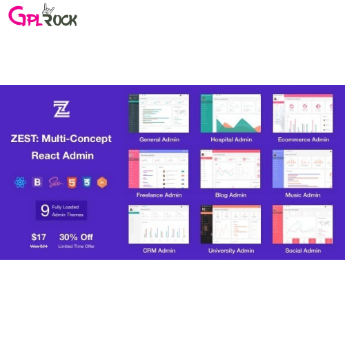 Download Zest: Multi-Concept React Admin Template Premium Plugin Free ...